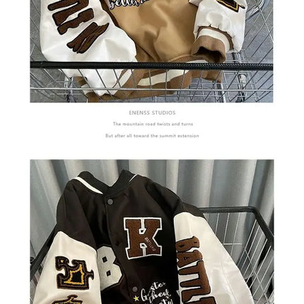 American Retro Baseball Jacket Unisex Loose Street Style Spring Autumn Couple Outerwear Windproof Long Sleeve Youth Fashion