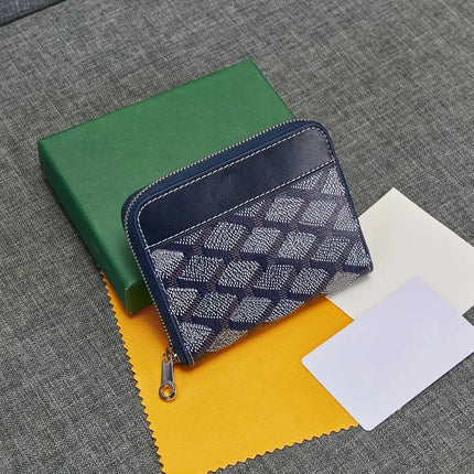 Portafoglio Quadrato Mini in Vera Pelle alla Moda per Uomo e Donna, Chiusura con Cerniera, Portatile, per Carte di Credito e Monete