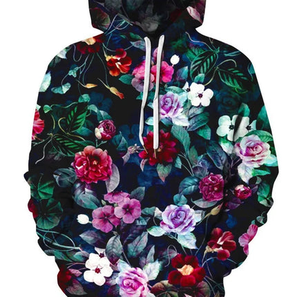 Fashion Rose Floral Hoodies Flower 3D Print Men Women Hip Hop Streetwear Hooded Sweatshirts Oversized Pullovers Top Man Clothing