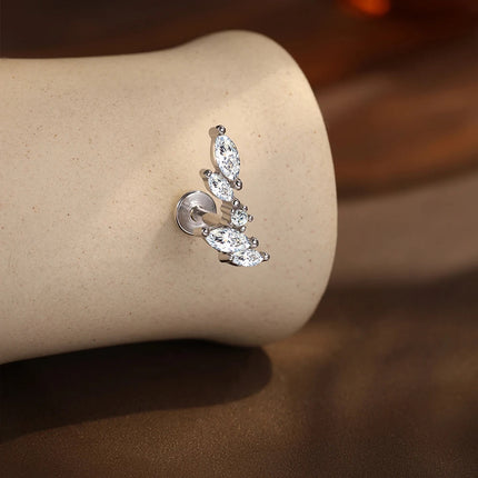 Aide S925 Sterling Silver Moissanite Silver Color Srud Earrings Women Heart Leaf Geometric DIY Ear Bone Sruds Piercing Jewelry PlatiNum