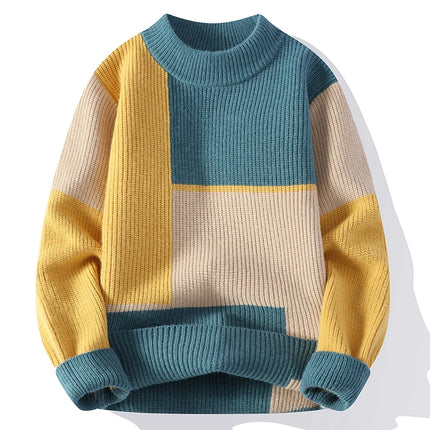 Color Matching Winter Knitted Sweater High-quality New Pullover Loose and Warm Thick Street Autumn Wool 2023 New