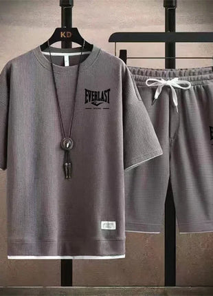 Ensemble d'été pour homme, t-shirt à col rond de haute qualité, short de course 2 pièces
