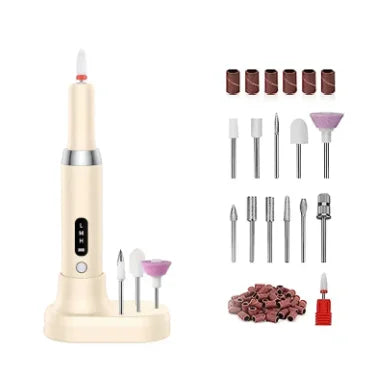 Portable Professional Electric Manicure Nail Drill Polisher Pen, Equipped with Multi-functional Grinding Drill Bits, Efficient Tool for Nail Surface Sanding, Dead Skin Cuticle Removal and DIY Nail Art Creation