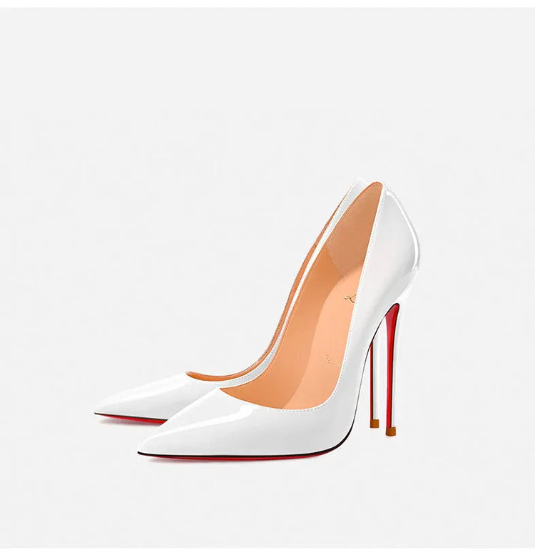 Nuovo cuoio laccato rosso tacco fine a punta bocca superficiale versatile tacco alto scarpe singole nere sexy scarpe da donna moda festa platinumshop