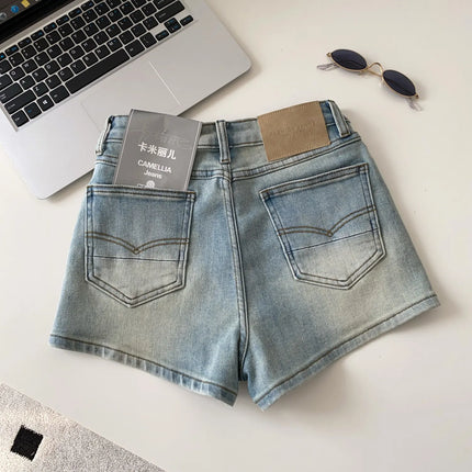 SINGREINY Women's Gradient Denim Shorts, High Quality, Aesthetic, Casual, Comfortable, American Retro Style, Basic, Beach