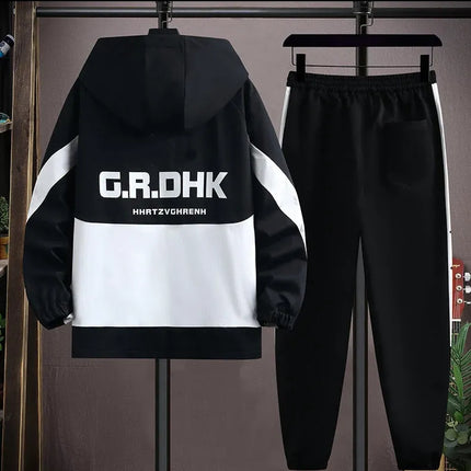 Casual 2-Piece Men's Sets Spring Autumn Streetwear Hooded Jackets & Jogger Tracksuits Outdoor Coats And Drawstring Pant Clothing