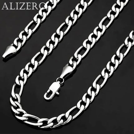 Men's 925 Sterling Silver Necklace 2/4/6/8/10/12MM 40-75cm Figaro Chain Necklace Lobster Clasp Men Women Engagement Jewelry PlatiNum
