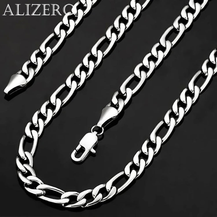 Men's 925 Sterling Silver Necklace 2/4/6/8/10/12MM 40-75cm Figaro Chain Necklace Lobster Clasp Men Women Engagement Jewelry PlatiNum