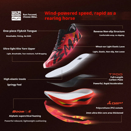 BMAI 21km Marathon Carbon Plate Running Shoes for Men Luxury Man Trainers Cushion Casual Sneakers Breathable Men's Sports Shoe PlatiNum