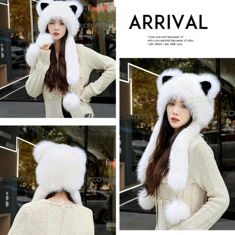 Women's Winter Hats Fox Fur Flight Hats Ushanka Hats For Women Winter Outdoor Windproof And Warm Plush Outdoor Hats For Skiing