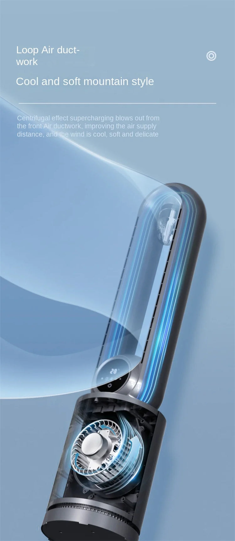Ventilatore senza lama Ventilatore per aria condizionata Ventola di raffreddamento ad acqua Umidificazione e refrigerazione Ventilatore a torre d'acqua verticale Condizionatore d'aria