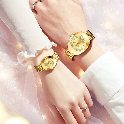 2024 nuove donne orologio ovale 34mm movimento al quarzo in acciaio inossidabile marchio di lusso acqua diamante oro nero vestito casual orologio da banchetto platinumshop