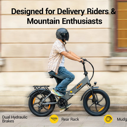 Bicicletta Elettrica Pieghevole HillMiles Mile2 per Adulti, Motore 250W, Batteria 36V13AH, Bici Elettrica da Città per Pendolari, Pneumatici Fat da 20 Pollici