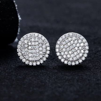 MossanRappr 0.9cttw Moissanite Bling Orecchini rotondi in argento sterling 925 Moda Gioielli Hip Hop Regali per donne e uomini platinumshop