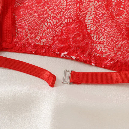 Floral Lace Bra Set Bow Intimates Bra And Thongs Sets Outfit Women's Underwear Set