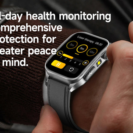 2025 Trattamento laser Tre Smartwatch alti 1.95 "Schermo curvo in zaffiro ECG + PPG Grasso nel sangue Acido urico Diagnosi salute Smartwatch platinumshop