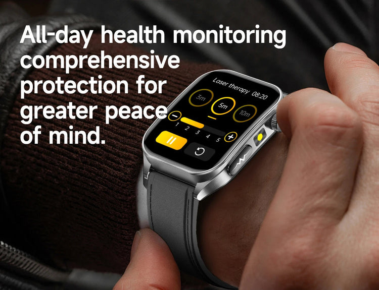 2025 Trattamento laser Tre Smartwatch alti 1.95 "Schermo curvo in zaffiro ECG + PPG Grasso nel sangue Acido urico Diagnosi salute Smartwatch platinumshop
