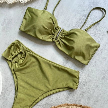 Bikini a Fascia Push-Up Donna 2024, Costume da Bagno Sexy Femminile, Set Bikini Brasiliano con Perizoma, Tinta Unita, Abbigliamento da Spiaggia platinumshop