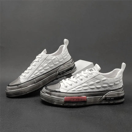 New Designers Genuine Leather Alligator Pattern All Match Sneaker For Men Casual Shoes Flats Walking Footwear Zapatos Hombre