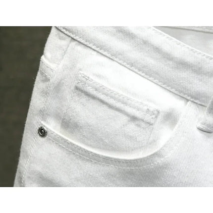 2024 nuovi uomini di estate moda casual pantaloncini di jeans dritti semplice strappato streetwear pantaloncini di jeans slim fit maschio nero bianco