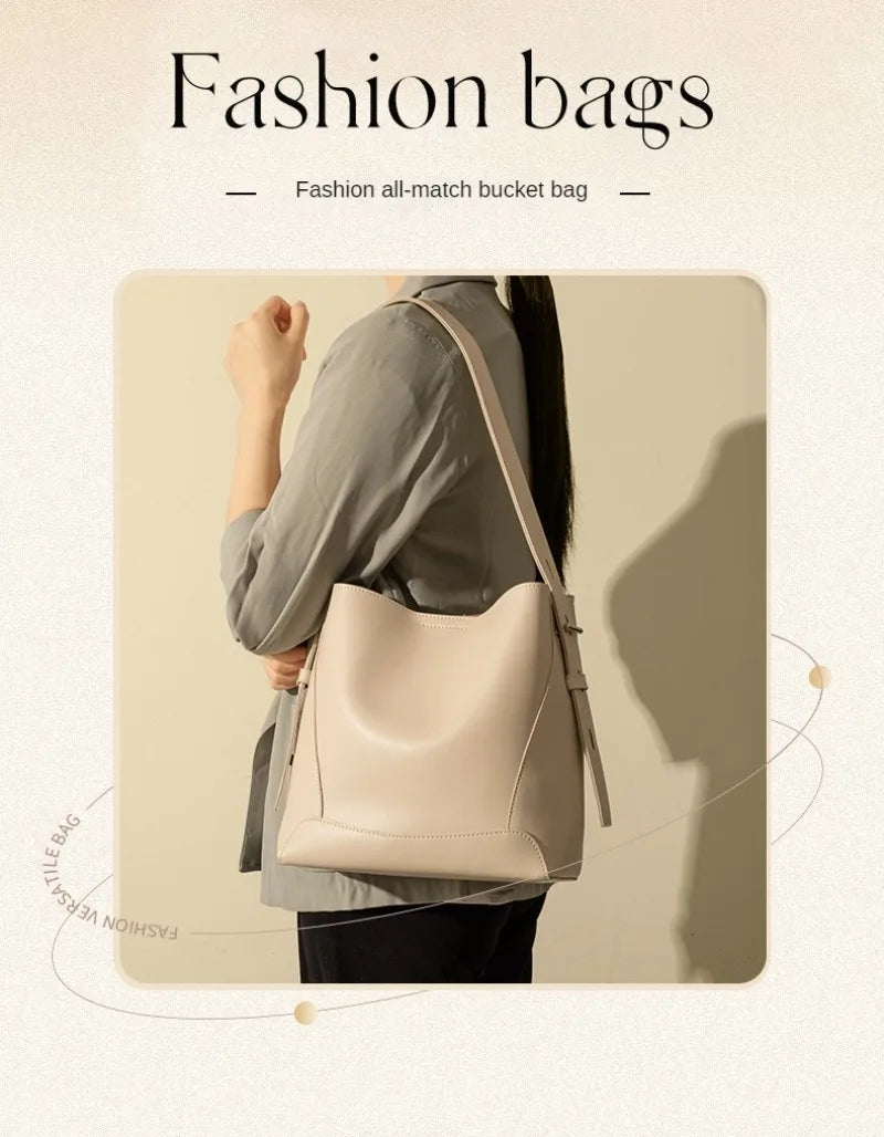 2025 New Fashion Women's Tote Bag High-end Large Capacity Bucket Bag Soft Leather Multifunctional Practical Crossbody Bag Cabas