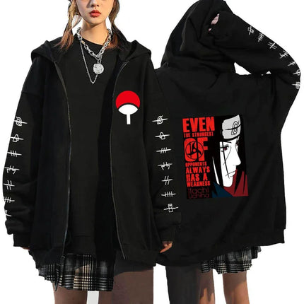 Naruto Anime Zip Up Hoodie Cartoon High School Hooded Men Women Sweatshirts Harajuku Autumn Winter Zipper Pullover Fans Gift Toy