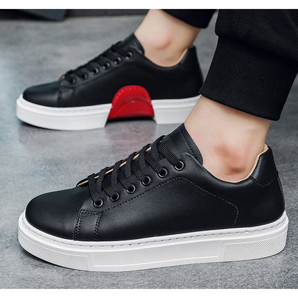 Hot Men's Casual Shoes Leather Sneakers Fashion White Black Male Vulcanized Shoes Non-slip Soft Men Shoes Lightweight Flat Shoe