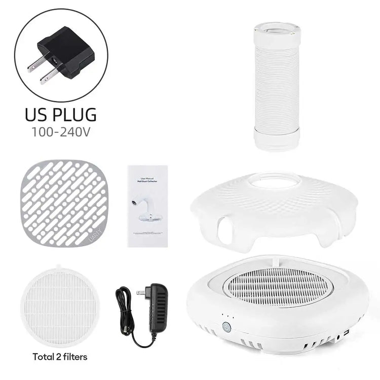 Powerful 130W Nail Dust Extractor Vacuum Cleaner 6 Gear Adjustable Suction with 360° Flexible Tube Manicure Dust Collector for Nail Stylist Salon & Home Nail Art