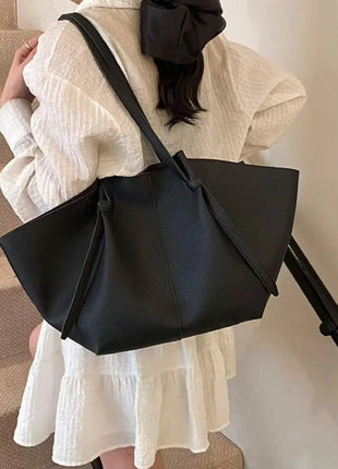 Borsa tote grande da donna, borsa a tracolla in pelle scamosciata, design con nodo, borsa versatile