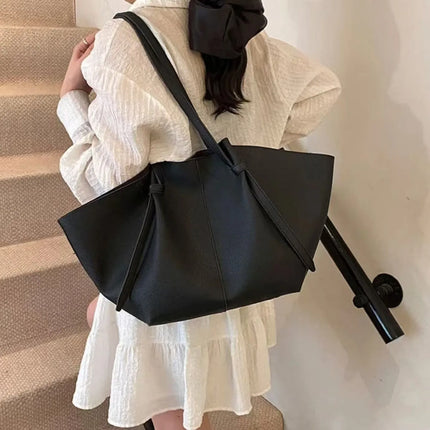 Borsa tote grande da donna, borsa a tracolla in pelle scamosciata, design con nodo, borsa versatile
