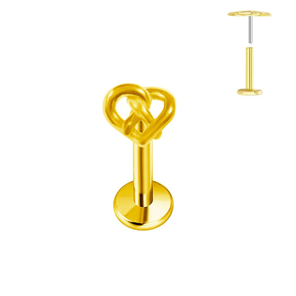 ASTM F136 G23 Orecchino a forma di cuore in titanio 16G 18G 20G Piercing senza filettatura Farfalla Push in Lip Stud Daith Labret Conch platinumshop