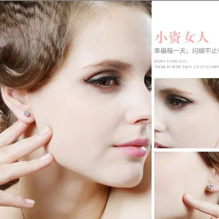925 Sterling Silver Classic Fashion 4mm 5mm 6mm 7mm 8mm Five Claws Zircon Stud Earrings For Women Men Gift Oorbellen PlatiNum