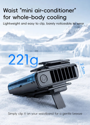 Nuovo Ventilatore Portatile da Cintura per Esterni 4000mAh USB, Mini Ventilatore Multifunzione con 5 Velocità e Display Digitale, Ricaricabile