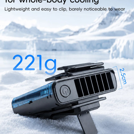 Nuovo Ventilatore Portatile da Cintura per Esterni 4000mAh USB, Mini Ventilatore Multifunzione con 5 Velocità e Display Digitale, Ricaricabile