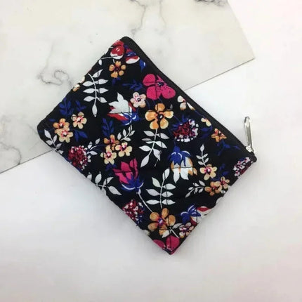 Students Canvas Flower Coin Bags Purse Square Zipper Small Storage Bags Clutch Pouch Keys Earphone ID Credit Card Holder Bags PlatiNum