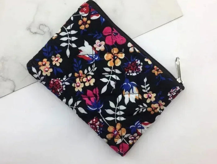Students Canvas Flower Coin Bags Purse Square Zipper Small Storage Bags Clutch Pouch Keys Earphone ID Credit Card Holder Bags PlatiNum