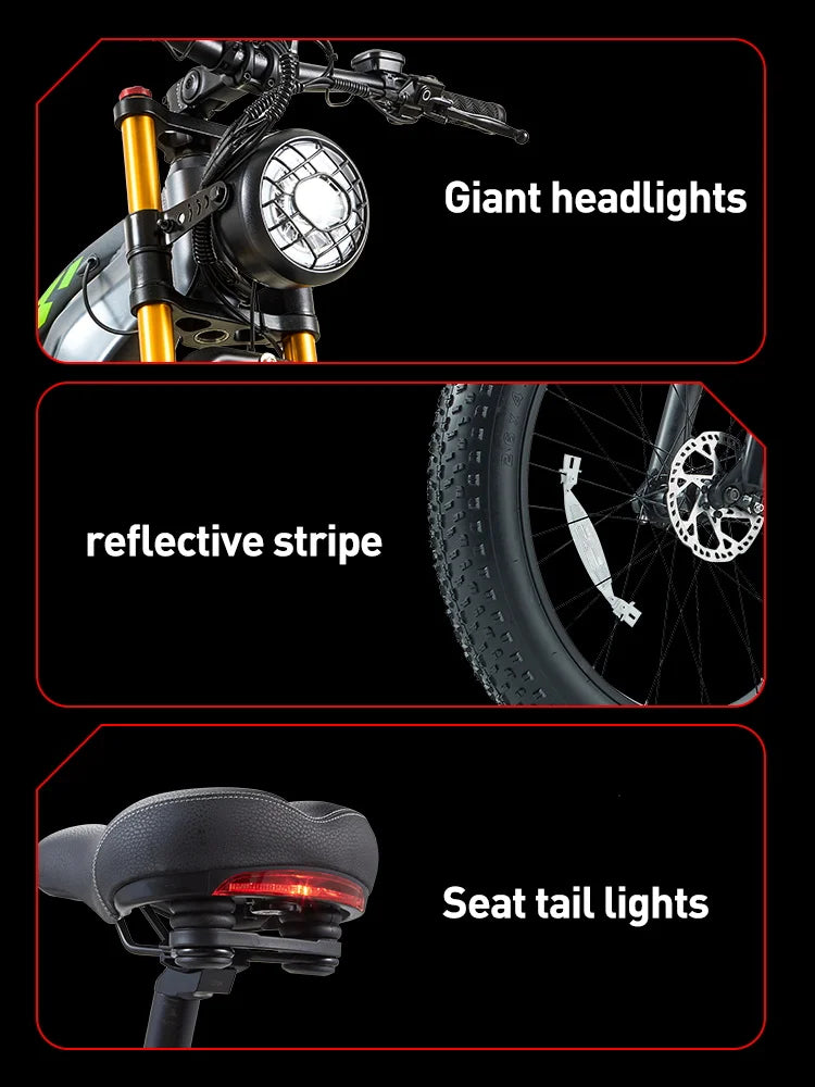 BURCHDA RX80 Bicicletta Elettrica da Montagna 1000W 50KM/H, Batteria al Litio 48V20AH, Pneumatici Fat 4.0 da 26 Pollici, E-Bike per Adulti