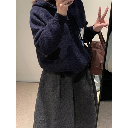 Vintage Woolen Midi Skirt Women Harajuku Streetwear High Waist Skirts Autumn Winter Ladies Korean Casual Design A Line Faldas PlatiNum