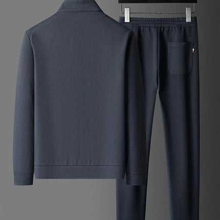 New Spring Autumn Tracksuits for Men Casual Sports Zipper Jackets+Pants Two Piece Sets Long Sleeve Stand Coats Trousers Outfits PlatiNum