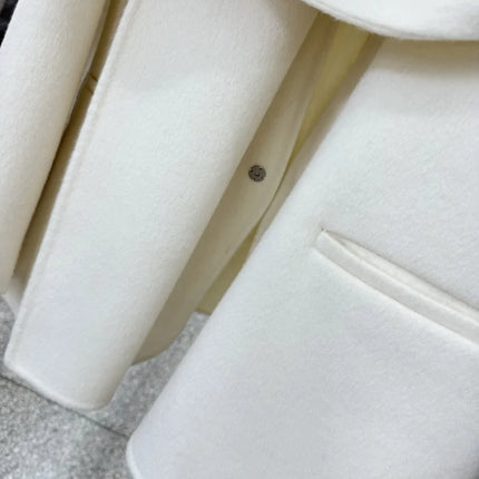 Newest Luxury Coffee Scarf Collar Wool Coat Women Loose Elegant Ladies Autumn Winter Jacket Causal Handmade Women's Jacket2025