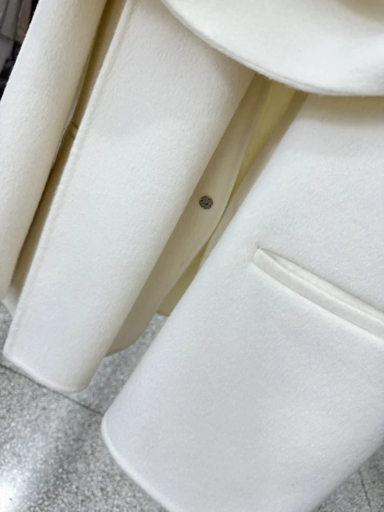 Newest Luxury Coffee Scarf Collar Wool Coat Women Loose Elegant Ladies Autumn Winter Jacket Causal Handmade Women's Jacket2025