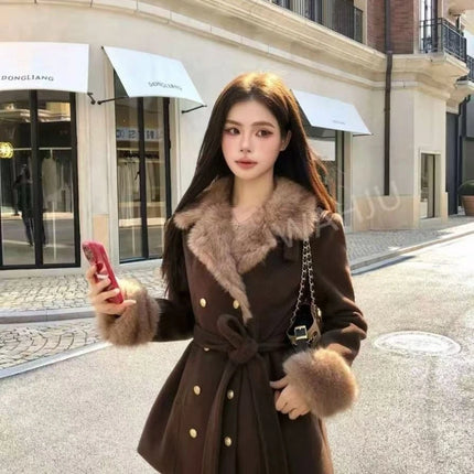 Neploe Fashion New French Style Vintage Coat Lace Up Woolen Slim Waist Premium Jackets Age Reduction Preppy Style American Tops