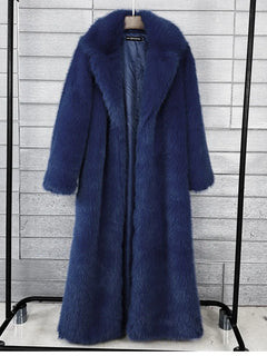 ZADORIN 130cm Super Long Fluffy Faux Fur Coat Woman Jacket Winter Lapel Thicken White Faux Fur Coats Jacket for Women Outerwears