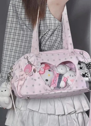 Borse Ita da donna trasparenti giapponesi Y2k Estetica All Match Star Print Fashion Ins Borsa sotto le ascelle Borse a tracolla dolci Kawaii