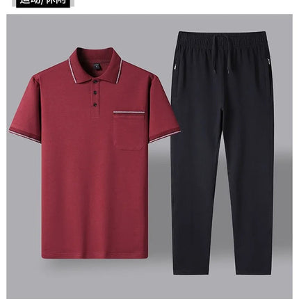 2024 Summer New Comfortable Soft Cotton Fashion Suit Men's Casual Relaxed Breathable Plus Size High Quality Sports Two-Piece Set PlatiNum
