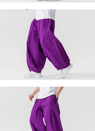 Pantaloni Uomo Nuova Estate Pantaloni larghi leggeri e sottili in vita elastica Sport all'aria aperta maschili Pantaloni larghi casual oversize da uomo Streetwear