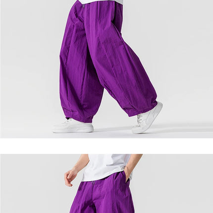 Pantaloni Uomo Nuova Estate Pantaloni larghi leggeri e sottili in vita elastica Sport all'aria aperta maschili Pantaloni larghi casual oversize da uomo Streetwear