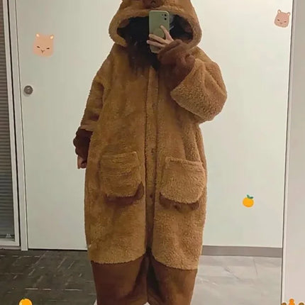 Winter Capybara Cosplay Costume Robes Adult Kigurumi Unicorn Onesie Anime Nightgown Halloween Cartoon Pajamas Sleepwear