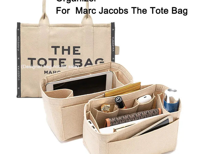 Purse Organizer Insert, Felt Bag Organizer with Zipper, Handbag & Tote Shaper, Fit For Marc Jacobs The Tote Bag PlatiNum