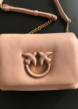 Nuova Borsa a Tracolla/Crossbody da Donna 2026 Ispirata a Pinko in Tweed con Cigno, in Vera Pelle